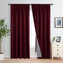 XWZO 100% Blackout Curtain Panels- Rod Pocket Thermal Insulated Black Liner Curtains, Noise Reducing and Heat Blocking Drapes for Hall and Studio Windows with Tiebacks, Burgundy, W70 x L84, Set of 2 by TinyTreasures Baby Boutique