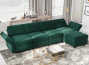 Belffin Modular Sectional Sofa Couch with Reversible Chaise - Velvet L Shaped Couch with Storage, 4-seat Convertible Green.… by CozyNest Decor