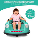 12V Bumper Car for Toddlers, Electric Toy Ride on Battery Car with Kids W/Parent Remote Control, 2-Speed, 360 Degree Spin, Music & LED Lights for Kids, Green by TinyTreasures Baby Boutique