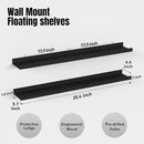 35.4 Inches Long Floating Shelves Wall Mounted, 2 Set Modern Black Wall Shelf for Bedroom, Nursery Book Shelf with Lip, Picture Ledge Shelf for Wall Decor Living Room Bathroom Kitchen- Black by TinyTreasures Baby Boutique