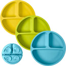 WeeSprout Suction Plates for Babies & Toddlers - 100% Silicone, Dinnerware Stays Put, Divided Design for Picky Eaters, Microwave & Dishwasher Friendly, 3 Pack by TinyTreasures Baby Boutique