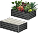 Galvanized Raised Garden Bed Outdoor, 2 Pcs 6x3x1FT Outdoor Large Planter Raised Beds Open Base with Safety Edge and Glove for Vegetables Flowers Ground Planter, Dark Gray by CozyNest Decor