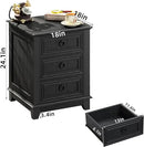 Farmhouse Night Stand Set of 2, 18" End Table with 3 Drawer Metal Handle, Dresser for Bedroom, Sofa Bed Side Table Chest of Drawers,Wood Nightstand Cabinet for Organizer, Living Room-Black by CozyNest Decor