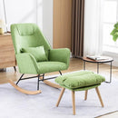 Rocking Chair with Ottoman and Pillow, Glider Rocker Chair, Accent Arm Chair Lounger for Living Room/Bedroom/Nursery, High Back, Solid Hardwood Base, Green by TinyTreasures Baby Boutique