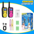 Wishouse Walkie Talkies for Kids Rechargeable Long Range,Xmas Birthday Gift for 4 5 6 7 8 9 Year Old Boys Girls,Hiking Gear Camping Games Cool Toys with NOAA,SOS Siren,Lamp,Lanyards,2 Pack Pink Yellow by TinyTreasures Baby Boutique