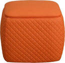 Ottoman Rectangular Storage Ottoman Bench, Faux Leather Footrest, Stool Footstool for Living Room, Bedroom, Entryway, Orange, 19.5"x15.5"x18" by CozyNest Decor
