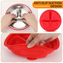Nuogo 2 Pcs Stainless Steel Baby Suction Plates with Removable Silicone Shell 2-in-1 Metal Toddler Bowl Divided for Picky Eaters Kids Feeding Led Weaning Supplies, Dishwasher Safe (Orange,Red) by TinyTreasures Baby Boutique
