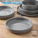 Pasta Bowls 26 OZ,Ceramic Salad Serving Bowls Set of 4,Large 8.2 inch Shallow Bowls Plates for Soup,Fruit,Noodle,Dinner,Dishwasher & Microwave Safe,Gray by CozyNest Decor