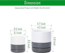 D'vine Dev 3.5 Inch & 4.7 Inch Ceramic Planter Pots for Plants with Drainage Hole and Saucer, X-Small Plant Pots Set, White/Speckled Grey, 94-G-XS-6 by GreenHaven Gardens