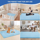 Baby Play Mat for Floor,1.3" Thick Memory foam Tummy Time Mat for Toddlers,Infants,kids,Water-Repellent Soft Nursery Rug,Extra Large Non Slip for Crawling&Yoga,Tatami Style for Living Room(Light Blue) by TinyTreasures Baby Boutique