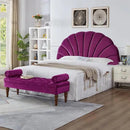 24KF Stunning Crown Design King Headboard, Upholstered Soft Velvet Petal Pattern Headboard King/CA King-Violet by CozyNest Decor