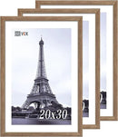 VCK 20x30 Frame 3 Pack - Brown Walnut, Natural Textured Solid Wood Poster Picture Frame, Wall Mounting Hanging by CozyNest Decor