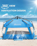 OutdoorMaster Beach Tent with Blackout Shelter Technology, Portable Beach Shade Sun Shelter Canopy for 4-6 Person with UPF 50+ UV Protection, Easy Setup Pop Up Tent Family Size by TinyTreasures Baby Boutique