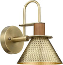 Antique Brass Wall Sconce, HWH Gooseneck Barn Wall Light Fixtures, 1-Light Single Wall Vanity Light, Farmhouse Wall Lamp for Bedroom Bedside Kitchen Hallway, Hammered Metal Shade, 5HZG74B-L BG by CozyNest Decor