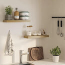 Floating Shelves for Wall, 24" W x 6.7" D x 1.5" H, Wooden Wall Mounted Display Shelves with Invisible Brackets for Living Room, Bedroom, Bathroom, Kitchen Decor and Storage, Set of 2, Oak by CozyNest Decor