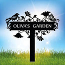Customized Metal Birds and Flowers, Personalized Garden Sign with Stake, Gardening Decor for Outdoor, Patio and Farmhouse Decorations by CozyNest Decor