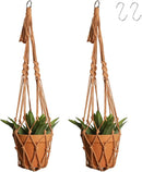 Artilady Macrame Hanging Planter for Indoor Plants, Boho Woven Plant Hanger Large Hanging Flower Pot Holders Outdoor Baskets Storage No Tassels Brown Wall Decor by GreenHaven Gardens