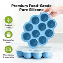 KeaBabies Silicone Food Freezer Trays with Lid, 2oz x 10 Pods Baby Food Storage Containers, Easy Puree Meal Prep, Breast Milk Silicone Freezer Molds, Dishwasher, Microwave Safe, BPA-Free (Misty Blue) by TinyTreasures Baby Boutique