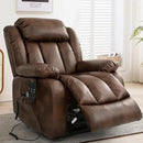 MAEVIS Power Recliner Chair, Lay Flat Sleeping Lift Chairs Recliner for Elderly with Heat and Massage,Comfy Real Breathable Leather Recliners with Dual OKIN Motor for Living Room (Ochre) by CozyNest Decor