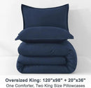 Litanika Navy Blue Comforters Oversized King Size, 3 Pieces Lightweight Solid Bedding Comforter Set, All Season Fluffy Bed Set (120x98In Comforter & 2 Pillowcases) by CozyNest Decor
