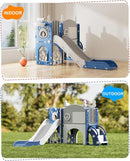 YUFU 12 in 1 Kids Slide for Toddlers, Toddler Slide Playset with Golf, Drawing Board, Climber, Basketball Hoop and Storage Space, Indoor Outdoor Toddler Playground for Kids Age 1-3 (Blue) by TinyTreasures Baby Boutique