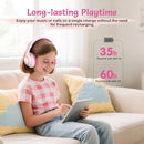 Active Noise Cancelling Headphones for Kids, 60H Playtime, Wireless Bluetooth Over-Ear Blue Headset Built-in Microphone for Home/School/Travel/Party - Includes Portable Case (Pink) by TinyTreasures Baby Boutique