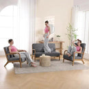 INZOY Mid-Century Modern Accent Chair Set of 2, Dark Grey Living Room Chairs with Waist Cushion, Upholstered Reading Armchair for Bedroom Sunroom by CozyNest Decor
