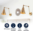 JONATHAN Y JYL7461A-SET2 Rover 7" Farmhouse Industrial Adjustable Arm Metal LED Wall Sconce Rustic Bohemian 2700K 4W Bulb for Entryway Lobby Kitchen Bathroom Bedroom Hallway, Brass Gold (Set of 2) by CozyNest Decor