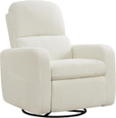 Swivel Rocker Recliner, Oversized Boucle Glider Recliner Nursery, Manual Swivel Rocking Reclining Chairs with Removable Cushion and Lumbar Support for Nursery Living Room Bedroom, Teddy White by TinyTreasures Baby Boutique