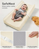 Vegan Leather Waterproof Baby Changing Pad - Wipeable, Extra Thick & Portable & Non-Slip Diaper Mat for Dresser, Crib, Travel | Soft & Safe (White) by TinyTreasures Baby Boutique