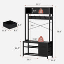 Lulive Hall Tree with Bench and Shoe Storage, 31.5" Coat Rack Freestanding with 2-Tier Storage Shelf, 6-in-1 Entryway Bench Coat Rack with 12 Hooks and 3 Drawers(Black) by CozyNest Decor