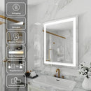 WELLFOR LED Bathroom Vanity Mirror 28 x 36 Inch, Lighted Anti-Fog Dimmable Mirror, IP44 Waterproof Wall Mounted Makeup Mirror, Packed with US Standard Plug and Touch Switch, (Horizontal/Vertical) by CozyNest Decor