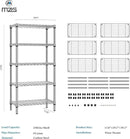 1250 lbs 5 Tier Shelf Metal Storage Shelves Shelving Wire Rack Heavy Duty Closet Organizers for Garage Kitchen Bathroom Laundry Chrome 13.8" D x 29.5" W x 59.5" H by CozyNest Decor