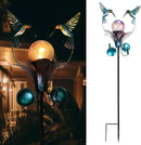 VCUTEKA Solar Lights Outdoor Metal Garden Stake Waterproof Crackle Glass Globe Garden Decor Hummingbird for Pathway, Lawn, Patio, Yard by CozyNest Decor