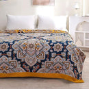 Boho Muslin Blanket for Adults 4-Layer Gauze Twin Size Soft Cozy 100% Cotton Summer Cooling Blanket Bohemian Decor for Sofa Bed Coverlet Both Sides (A Boho Spiral Flower, Twin 60 x 80 in) by CozyNest Decor