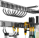 Garage Organization Tool Organizer Wall Mount, 64inch Heavy Duty Garden Tool Organizer Storage System, Easy Install with 10 Adjustable Hooks, for Garage, Basement, Shed, Workshop(Black) by GreenHaven Gardens