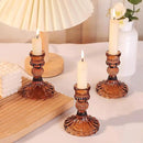 12PCS Amber Candlestick Holders Set- 4" H Taper Candle Holders, Glass Candle Holders Bulk for Wedding, Party, Fall Home Table Centerpieces, Festival Gifts & Windowsill Decor by CozyNest Decor