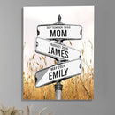Personalized Gifts for Mom Family Names Street Custom Multi-Name Date of Birth Vintage Street Sign Happy Mothers Day Canvas Wall Art Best Christmas Gifts for Mommy from Daughter Son Children Kids