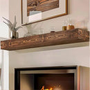 72x8x5 Fireplace Mantel - Handcrafted Hollow Rustic Solid Wood Wall Mounted Floating Shelf with Invisible Heavy Duty Wood Bracket (Weathered Brown) by CozyNest Decor