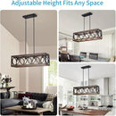 XINGQI Black Kitchen Island Light Fixtures, Farmhouse Dining Room Chandelier Rectangular Linear Chandeliers Pendant Ceiling Light Fixture for Bar Office Coffee Shop 4-Light Wood Grain
