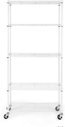Seville Classics UltraDurable Heavy Duty NSF Solid Steel Wire Rack Storage Unit, Organizer for Garage, Warehouse, Office, Restaurant, Classroom, Kitchen, White, 5-Tier Shelving, 36" W x 14" D by CozyNest Decor