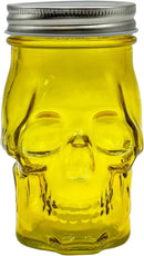 Generic 14 oz Colorful Skull Glass Mason Jar – Mix & Match 7 Vibrant Colors, Large & Durable! (Yellow) by CozyNest Decor