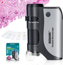 BEBANG Pocket Microscope,60X-120X Handheld Mini Microscope for Kids with LED Lighted Zoom, Portable Microscope Kits with 5 Pcs Slides for Adults Microbiological Observation Preschool Home Study Gifts by TinyTreasures Baby Boutique