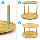 Wood Lazy Susan Organizer Bamboo 2-Tier Rotating Storage Rack – 360° Turntable Organizer for Kitchen, Spices, Cosmetics by CozyNest Decor