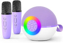 goopow Mini Karaoke Machine Speaker for Kids Adults, Portable Bluetooth Microphone Song Toys with LED Light, Best Chritmas Birthday Festival Gift for 3 4 5 6 7 8+ Year Old Girls Boys (Purple-2MIC) by TinyTreasures Baby Boutique