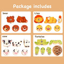 HUZU Animal Snap Wooden Building Blocks – Fun & Educational Puzzle Toy for Kids Aged 3-8, Features Cow, Bear, Lion and Turtle, Matching Game with Interchangeable Animal Faces & Emotions by TinyTreasures Baby Boutique