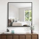 Black Bathroom Mirror for Wall, 30x30 Inch Rectangle Mirrors with Metal Frame, Modern Vanity Wall Square Mirror for Bathroom Living Room, Entryway Hangs Horizontal or Vertical by CozyNest Decor