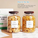 Set Of 2 Large Glass Jar with Wooden Lid with 132 Labels, Glass Storage Jars for Flour Pasta Candy Coffee Cookie and More(70 FL OZ/2000 ml) by CozyNest Decor