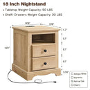 T4TREAM Nightstand with Charging Station, 18 Inch Vintage End Table with 2 Drawers, Wood Rustic Sofa Side Table with Open Storage Shelf for Bedroom, Living Room, Natural Oak by CozyNest Decor
