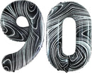 GOER Number 90 Balloons for 90th Birthday Party Decorations,42 Inch Jumbo Foil Helium Balloons for 90th Anniversary (Marble Black) by TinyTreasures Baby Boutique